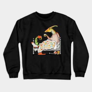 Dinosaur Parasaurolophus in Bed Crewneck Sweatshirt